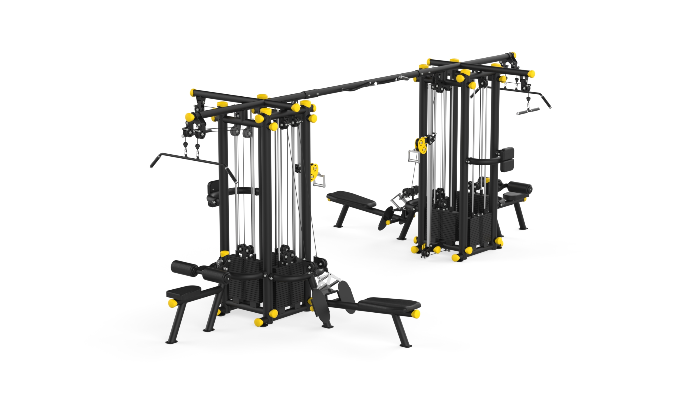 XL145 8's Station Black Yellow Black Leather XL145 8'Lİ İSTASYON fitness makinesi