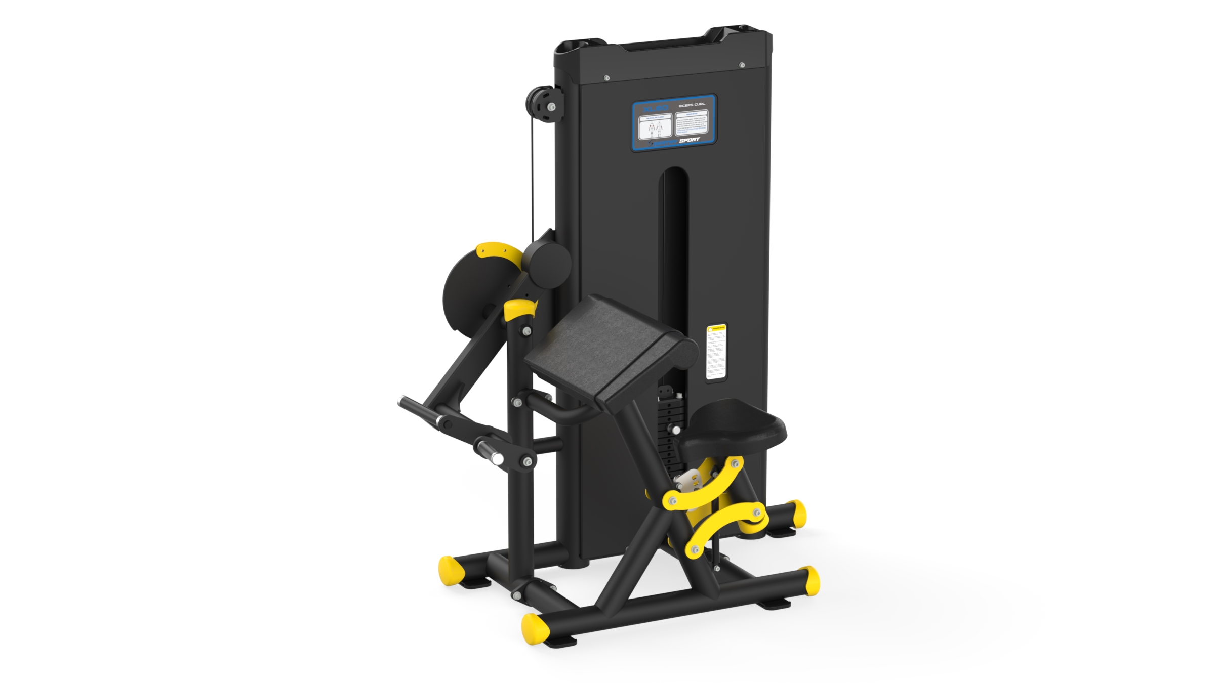 XL60 Biceps Curl Black Yellow Black Leather XL60 BICEPS CURL fitness makinesi